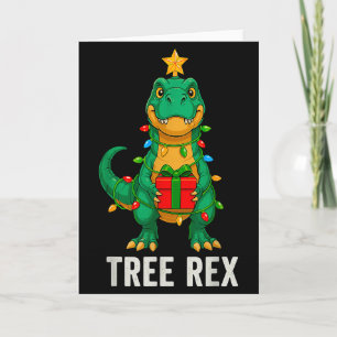 Cartão Árvore Rex Dinossauro Engraçado Natal