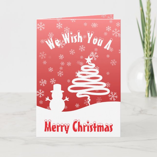 Cartão Árvore Snowman de inverno Branco (Frente)