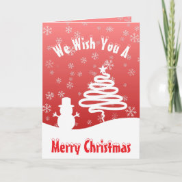 Cartão Árvore Snowman de inverno Branco