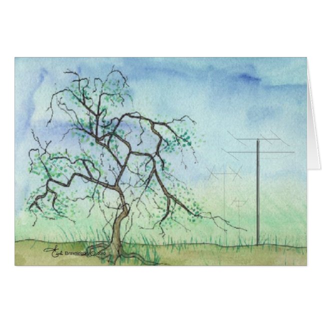 Cartão Árvore torcida com 3 antenas (Frente Horizontal)