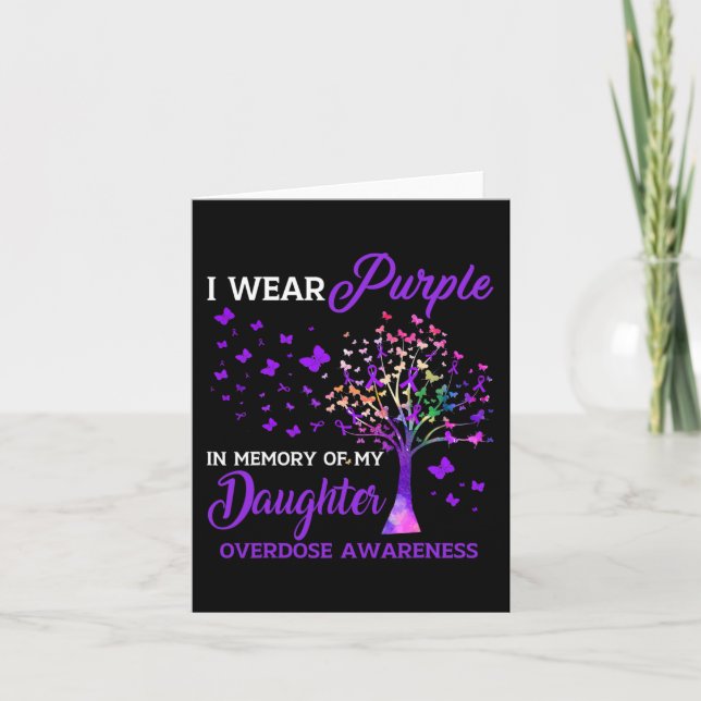 Cartão Árvore Uso Roxo Memória Da Filha Sobredosagem Cons (Frente)