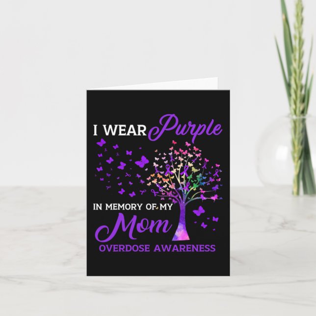Cartão Árvore Uso Roxo Memória Da Mamãe Sobredosagem Cons (Frente)