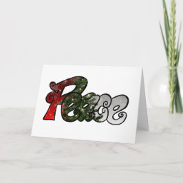 Cartão Árvore verde de natal prateado da paz