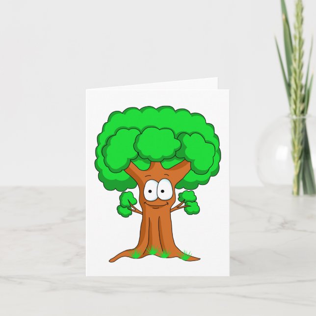 Cartão Árvore Verde Fofa Feliz e Caprichosa (Frente)