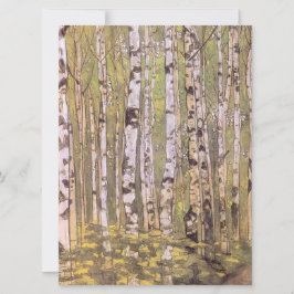 Cartão Árvores-aves numa Floresta Florestal (Roerich)