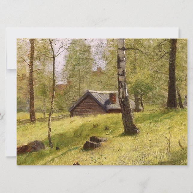 Cartão Árvores de Aves no País Sueco (Jansson) (Frente)