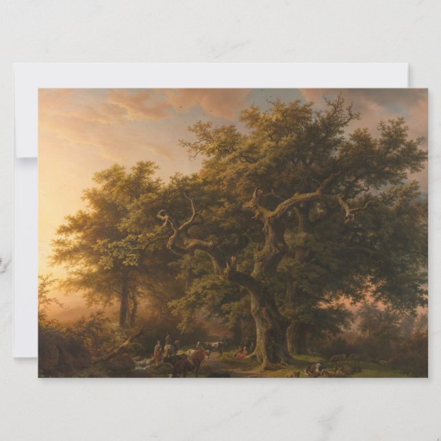 Cartão Árvores de Carvalho em Paisagem Florestal (Cena de (Frente)