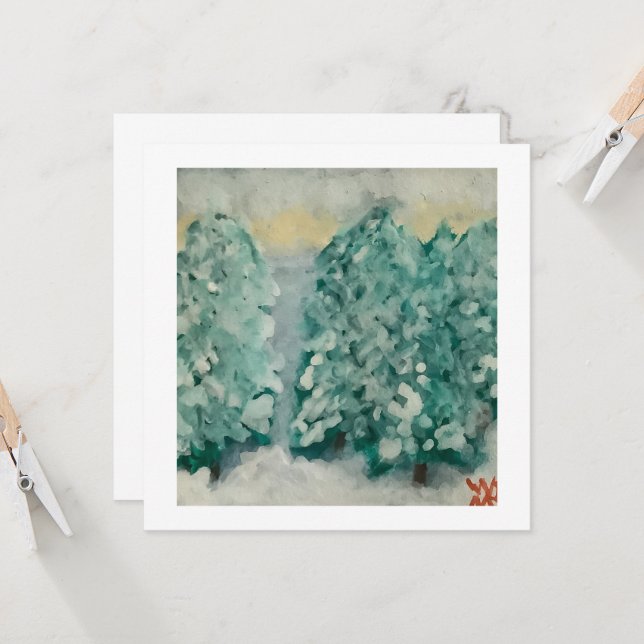 Cartão Árvores de inverno na neve (Frente/Verso In Situ)