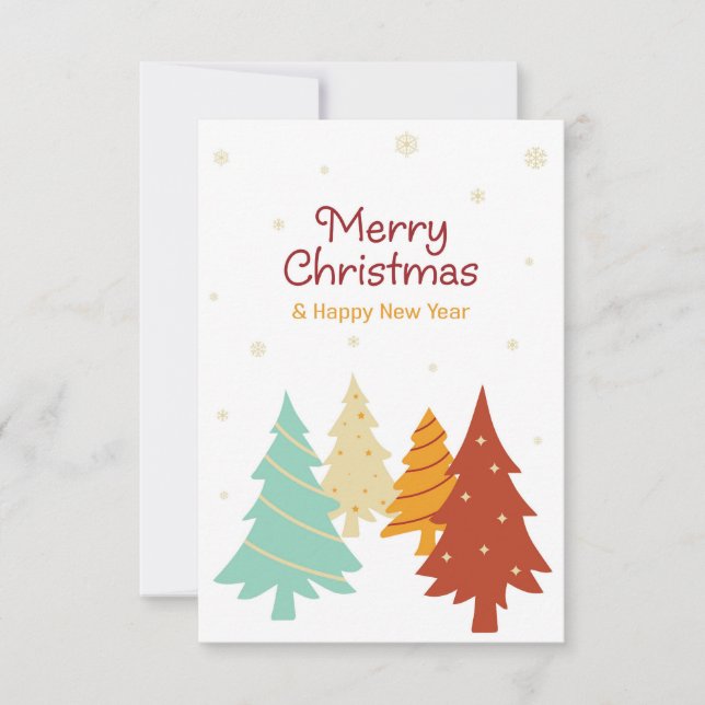 Cartão Árvores de Natal coloridas. (Frente)