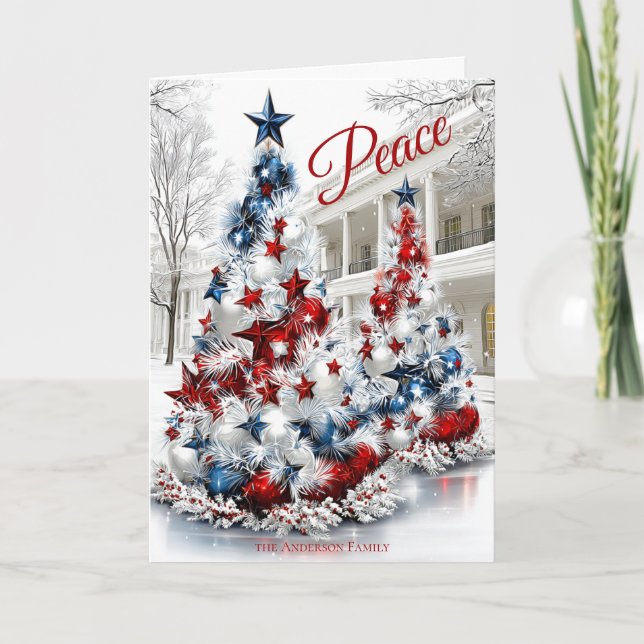 Cartão Árvores de Natal Festivas Whitehouse EUA  (Frente)