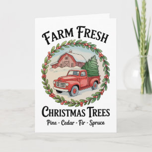 Cartão Árvores de Natal Frescas de Fazenda Caminhão Verme