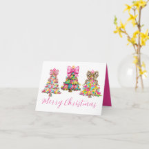 Árvores de Natal Rosa e Verde Préppy