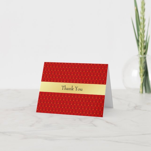 Cartão Árvores de Natal Vermelhas e Douradas de Agradecim (Frente)