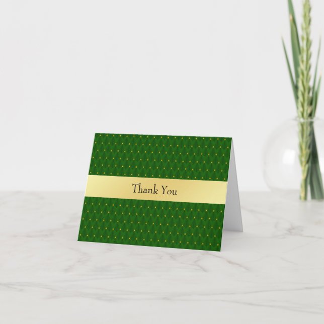 Cartão Árvores de Natal Vermelhas e Douradas de Agradecim (Frente)