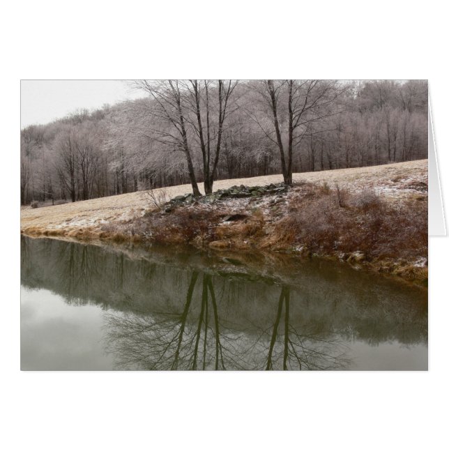 Cartão Árvores do inverno refletidas (Frente Horizontal)