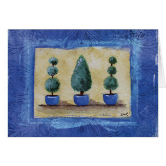 Cartão Árvores do Topiary com beira azul