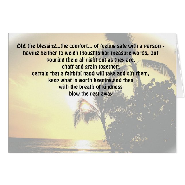 Cartão As bênçãos da vida que sentem seguras com uma (Frente Horizontal)