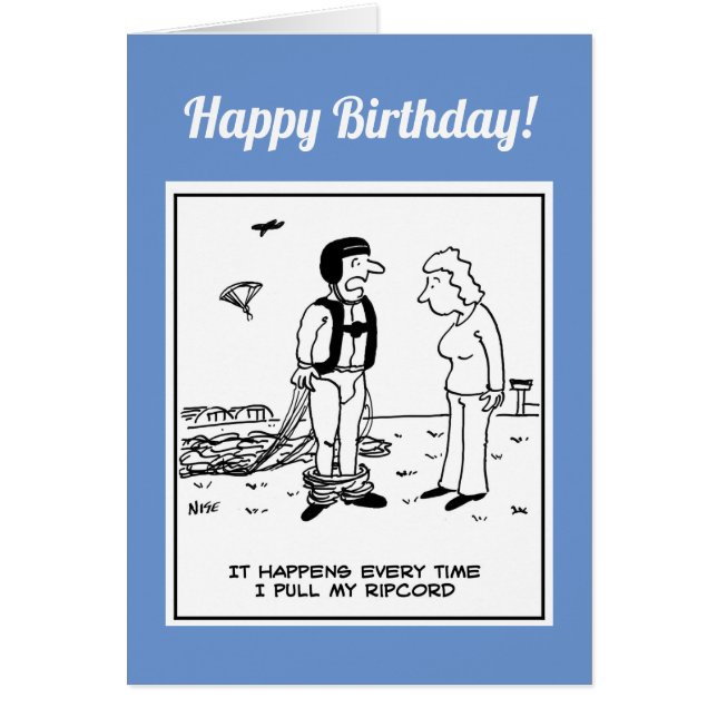 Cartão As calças do paraquedista caem. (Frente)