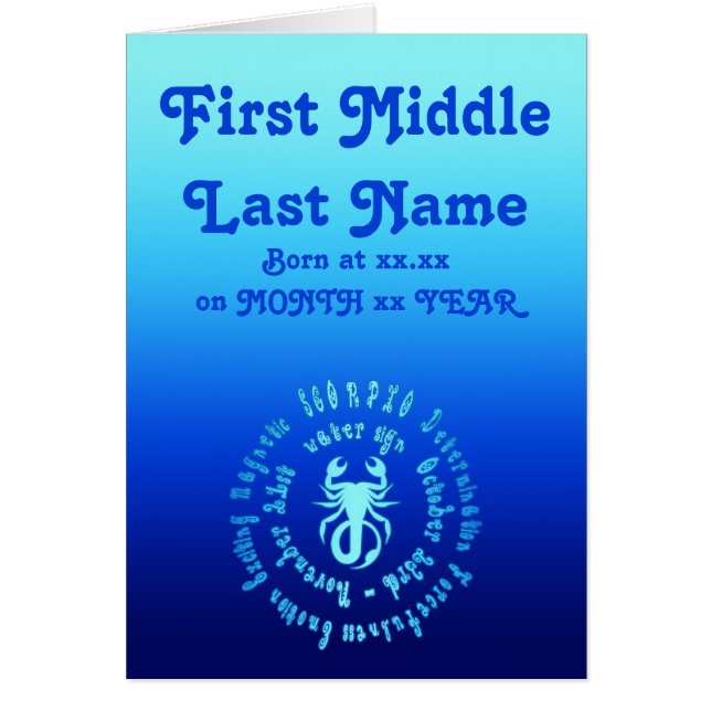 Cartão As características da Escorpião personalizam o (Frente)