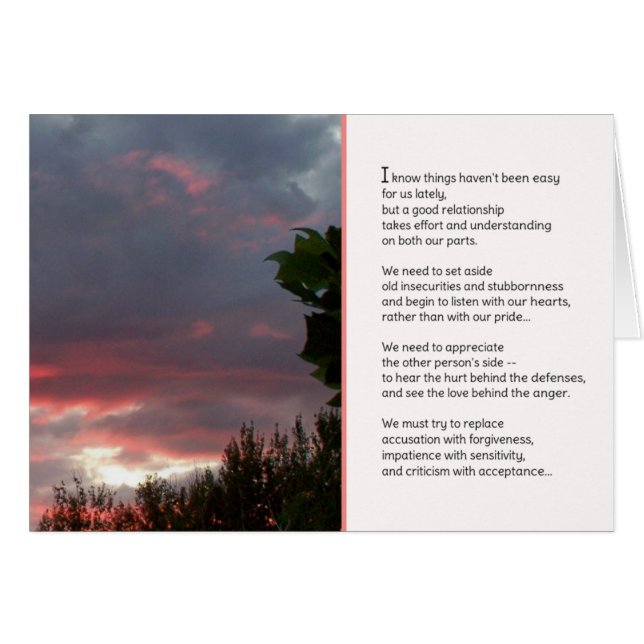 Cartão As coisas não têm sido fáceis ultimamente...Relaçõ (Frente Horizontal)