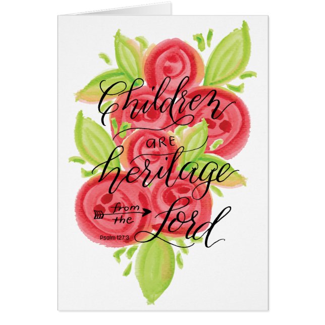 Cartão As crianças são herança do senhor (Frente)