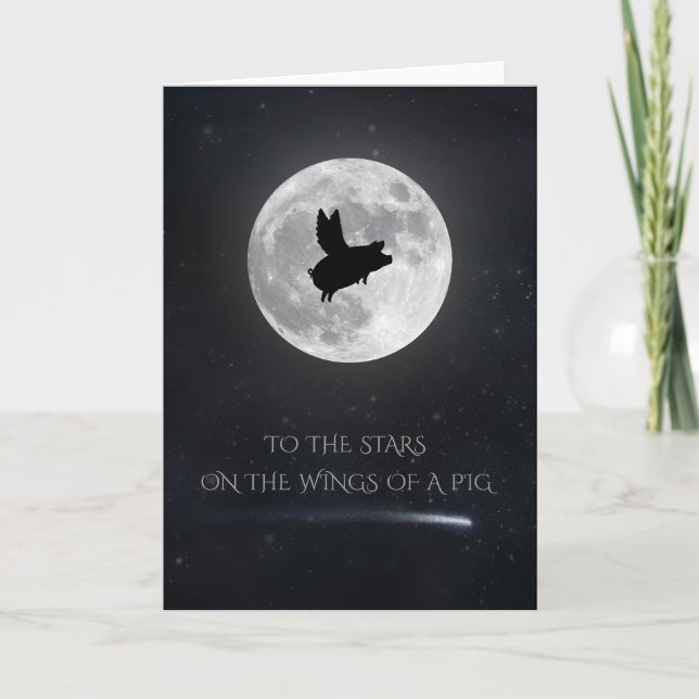 Cartão Às Estrelas Nas Asas De Um Porco (Frente)