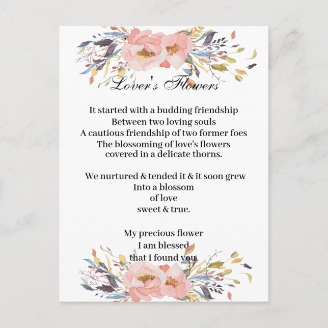 Cartão - as flores do amante (Frente)