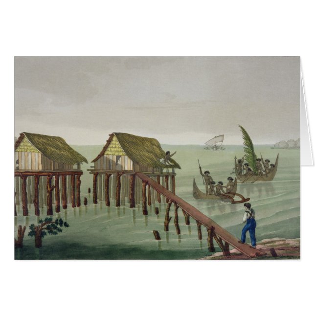 Cartão As habitações do tribo de Papu, Rawak, chapeiam 22 (Frente Horizontal)