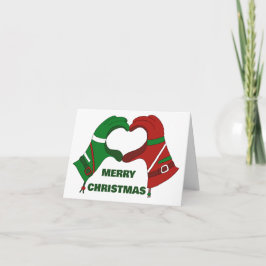 Cartão As Luvas De Esqui Mãos Forma Cardíaca Personalizad