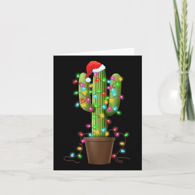 Cartão As Luzes De Natal Cactus Dão Presentes Engraçados  (Frente)