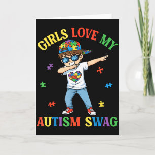 Cartão As Meninas Amam Meu Swag de Autismo Dabbing Menino