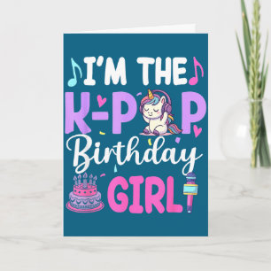 Cartão As meninas do k-pop aniversário unicórnio k pop an