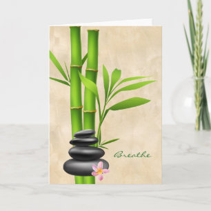Cartão As pedras pretas de bambu verdes da meditação