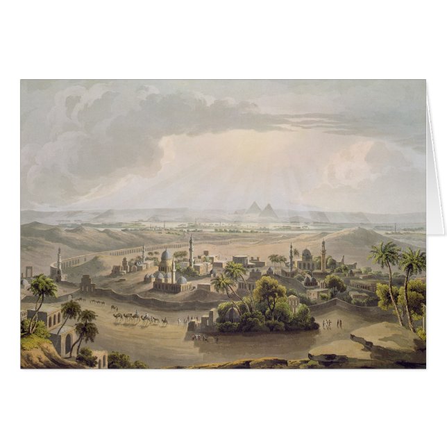 Cartão As pirâmides no Cairo, gravado por Daniel Havell ( (Frente Horizontal)