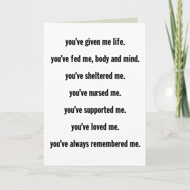 Cartão "as plantas?" PLACA DE DIA DE AS MÃES (Frente)