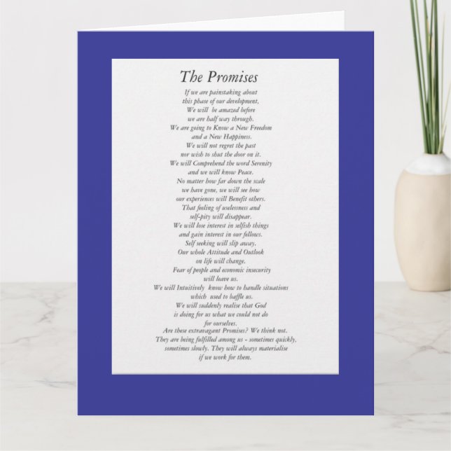 Cartão As Promessas da AA (folha de papel.) (Frente)