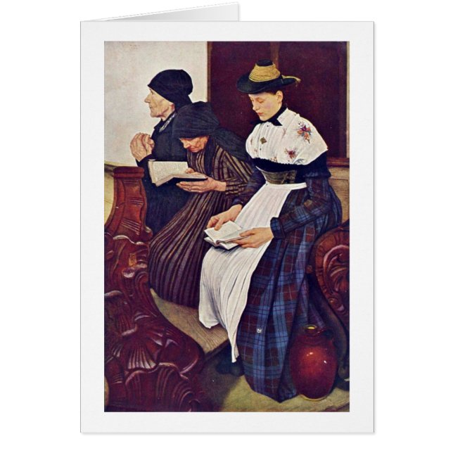 Cartão As três mulheres na igreja por Wilhelm Leibl (Frente)
