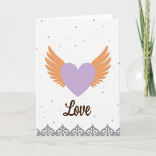 Cartão Asa do Coração de Lavanda Carta de Amor