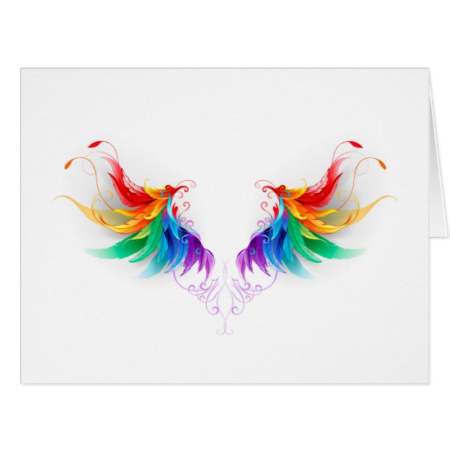 Cartão Asas Fluffy Rainbow (Frente horizontal)