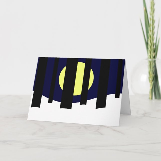 Cartão Ascensão da Lua perto da Floresta no inverno: Vazi (Frente)