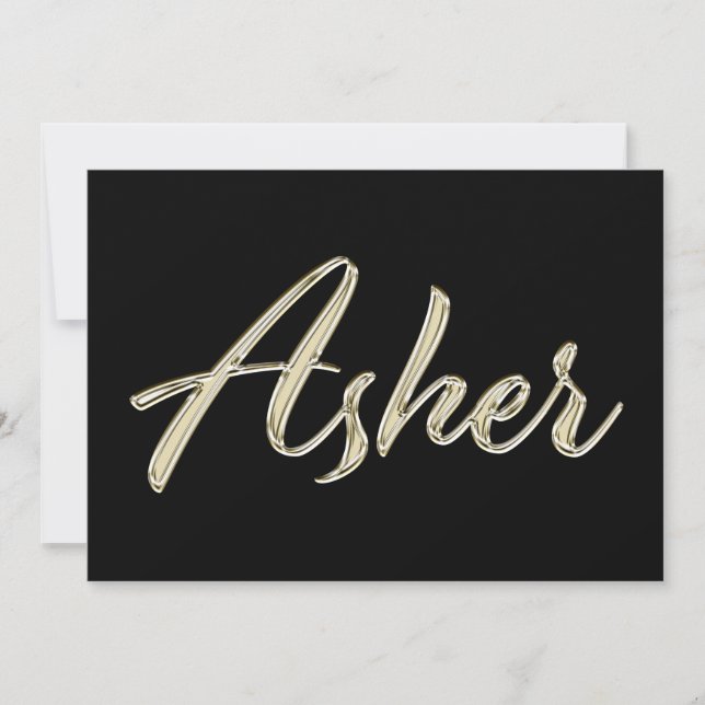 Cartão Asher Name white gold Handwriting Karte (Frente)