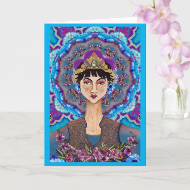 Cartão Asian Buddhist Goddess Empress Luz Blank Card (Orquídea)