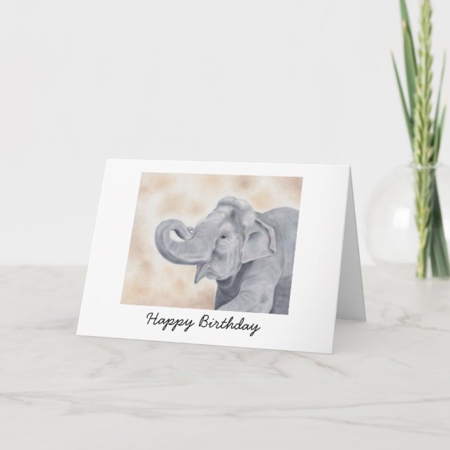 Cartão Asian Elephant Birthday Card (Frente)