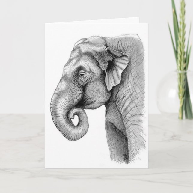 Cartão Asian elephant study Birthday Card (Frente)