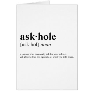 Cartão Askhole - significado do dicionário
