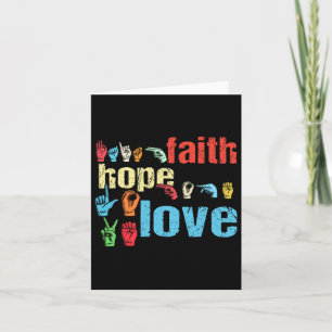 Cartão Asl Faith Hope Ama A Língua de Sinais Americana Ch