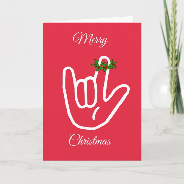 Cartão ASL I Love You Christmas Card (Frente)