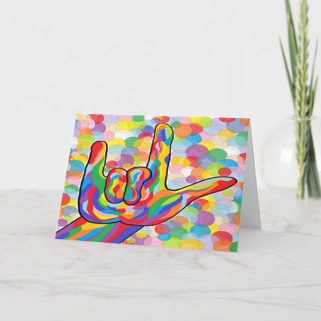 Cartão ASL I Love You with Bubble Background (Frente)