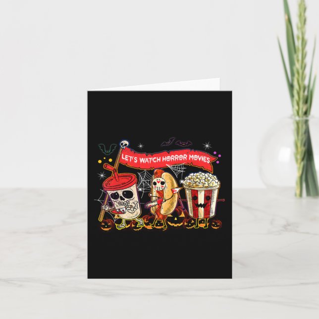 Cartão Assista Filmes Horrores Halloween Engraçado Fantas (Frente)