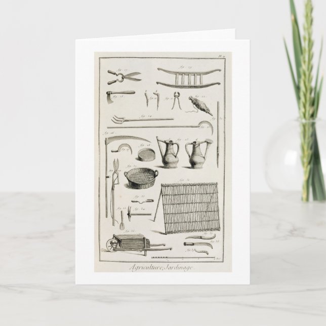 Cartão Assortment of gardening tools, from the 'Encyclope (Frente)